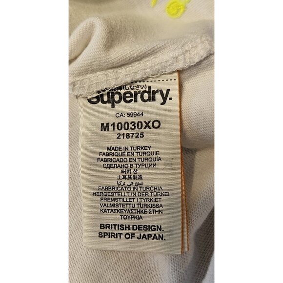 Superdry Men's T-Shirt Size XL Regular White Short sleeve Tee textured Logo - Picture 9 of 10